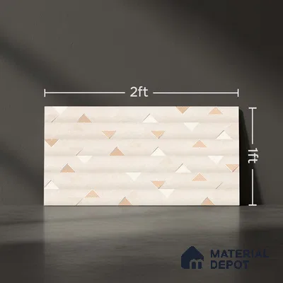Cream Highlighter Wall Tile TL 06766 C Lustra Moonlit Pearl Accent 2 ft x 1 ft Ceramic Carving Satin Finish - 9 mm | Suitable For Kitchen Backsplash, Bathroom & Basin Accent