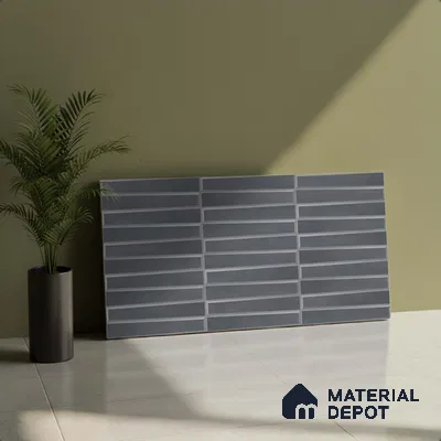 Faux Subway Wall Tile TL 06767 B Lustra Eclipse Carbon 2 ft x 1 ft Ceramic Carving Satin Finish - 9 mm | Suitable For Kitchen, Bathroom, Dining Area | Please Expect a Slight Variation of Pattern
