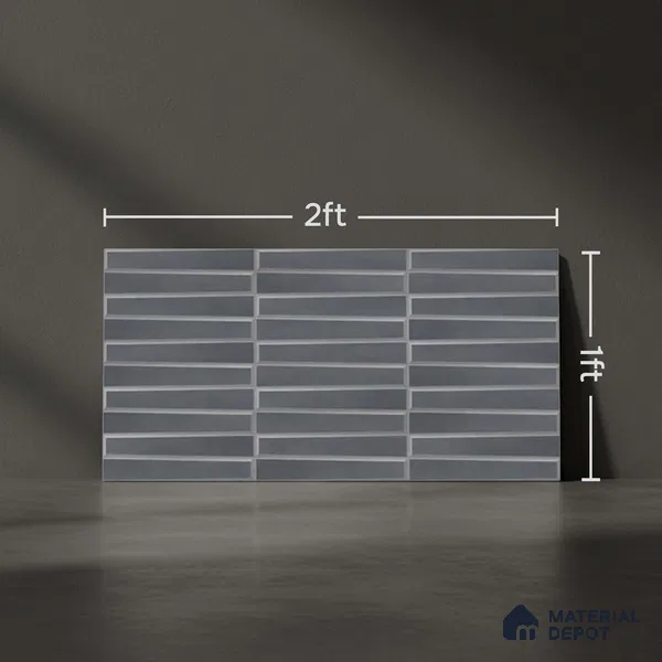 Faux Subway Wall Tile TL 06767 B Lustra Eclipse Carbon 2 ft x 1 ft Ceramic Carving Satin Finish - 9 mm | Suitable For Kitchen, Bathroom, Dining Area | Please Expect a Slight Variation of Pattern