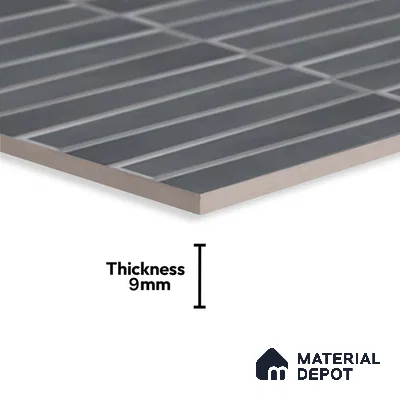Faux Subway Wall Tile TL 06767 B Lustra Eclipse Carbon 2 ft x 1 ft Ceramic Carving Satin Finish - 9 mm | Suitable For Kitchen, Bathroom, Dining Area | Please Expect a Slight Variation of Pattern