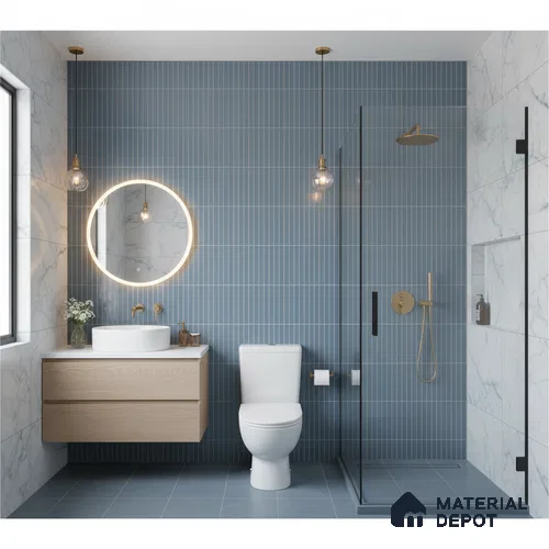 Faux Subway Wall Tile TL 06767 C Lustra Midnight Grove 2 ft x 1 ft Ceramic Carving Satin Finish - 9 mm | Suitable for Living Room, Bedroom, Bathroom | Please Expect a Slight Variation of Pattern