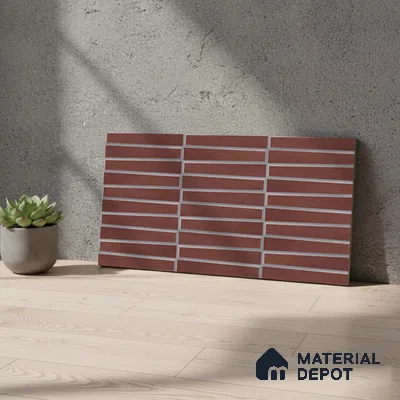 Faux Subway Wall Tile TL 06767 D Lustra Crimson Grove 2 ft x 1 ft Ceramic Carving Satin Finish - 9 mm | Suitable For Kitchen, Bathroom, Dining Area | Please Expect a Slight Variation of Pattern