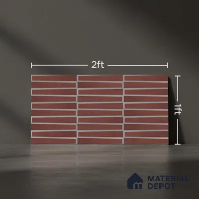Faux Subway Wall Tile TL 06767 D Lustra Crimson Grove 2 ft x 1 ft Ceramic Carving Satin Finish - 9 mm | Suitable For Kitchen, Bathroom, Dining Area | Please Expect a Slight Variation of Pattern