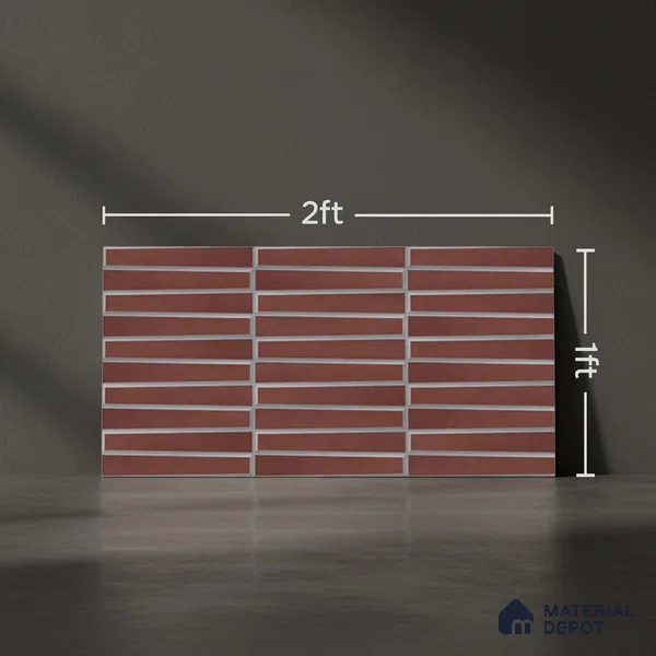 Faux Subway Wall Tile TL 06767 D Lustra Crimson Grove 2 ft x 1 ft Ceramic Carving Satin Finish - 9 mm | Suitable For Kitchen, Bathroom, Dining Area | Please Expect a Slight Variation of Pattern