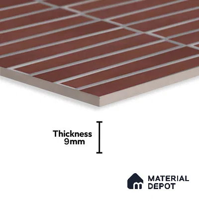 Faux Subway Wall Tile TL 06767 D Lustra Crimson Grove 2 ft x 1 ft Ceramic Carving Satin Finish - 9 mm | Suitable For Kitchen, Bathroom, Dining Area | Please Expect a Slight Variation of Pattern