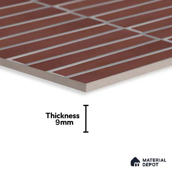 Faux Subway Wall Tile TL 06767 D Lustra Crimson Grove 2 ft x 1 ft Ceramic Carving Satin Finish - 9 mm | Suitable For Kitchen, Bathroom, Dining Area | Please Expect a Slight Variation of Pattern