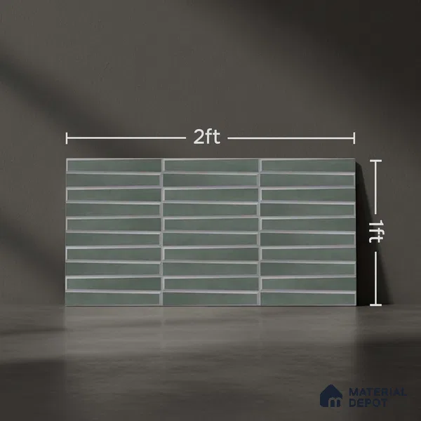 Faux Subway Wall Tile TL 06767 Lustra Verdant Canopy 2 ft x 1 ft Ceramic Carving Satin Finish - 9 mm | Suitable For Kitchen, Bathroom, Dining Area | Please Expect a Slight Variation of Pattern