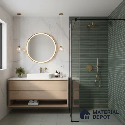 Faux Subway Wall Tile TL 06767 Lustra Verdant Canopy 2 ft x 1 ft Ceramic Carving Satin Finish - 9 mm | Suitable for Living Room, Bedroom, Bathroom | Please Expect a Slight Variation of Pattern (Sample)