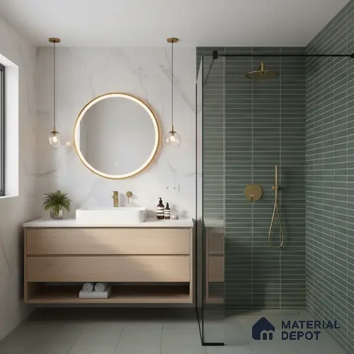 Faux Subway Wall Tile TL 06767 Lustra Verdant Canopy 2 ft x 1 ft Ceramic Carving Satin Finish - 9 mm | Suitable for Living Room, Bedroom, Bathroom | Please Expect a Slight Variation of Pattern
