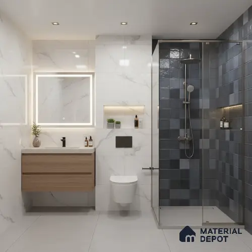 Subway Wall Tile TL 06768 B Lustra Miststone Matrix 2 ft x 1 ft Ceramic Glossy Finish - 9 mm | Suitable for Bathroom, Kitchen Backsplash | Please Expect a Slight Variation of Pattern