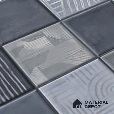 Grey Highlighter Wall Tile TL 06768 C Lustra Miststone Matrix Accent 2 ft x 1 ft Ceramic Glossy Finish - 9 mm | Suitable For Kitchen, Bathroom & Accent/Feature Wall