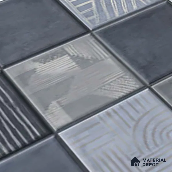 Grey Highlighter Wall Tile TL 06768 C Lustra Miststone Matrix Accent 2 ft x 1 ft Ceramic Glossy Finish - 9 mm | Suitable For Kitchen, Bathroom & Accent/Feature Wall