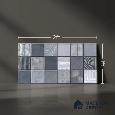 Grey Highlighter Wall Tile TL 06768 C Lustra Miststone Matrix Accent 2 ft x 1 ft Ceramic Glossy Finish - 9 mm | Suitable For Kitchen, Bathroom & Accent/Feature Wall
