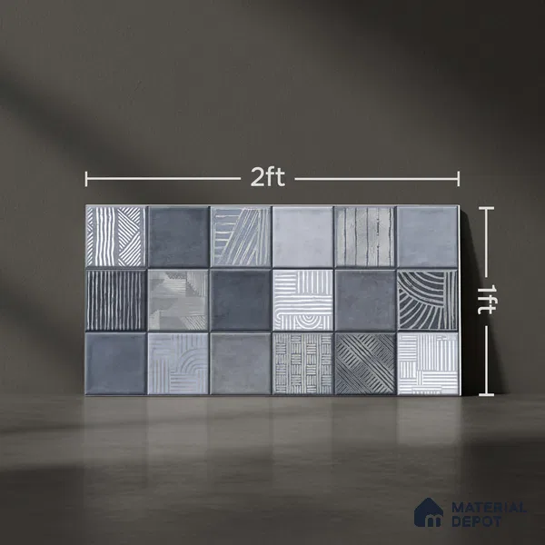 Grey Highlighter Wall Tile TL 06768 C Lustra Miststone Matrix Accent 2 ft x 1 ft Ceramic Glossy Finish - 9 mm | Suitable For Kitchen, Bathroom & Accent/Feature Wall