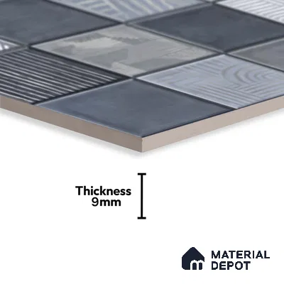 Grey Highlighter Wall Tile TL 06768 C Lustra Miststone Matrix Accent 2 ft x 1 ft Ceramic Glossy Finish - 9 mm | Suitable For Kitchen, Bathroom & Accent/Feature Wall