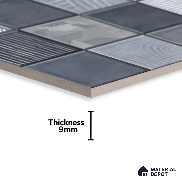 Grey Highlighter Wall Tile TL 06768 C Lustra Miststone Matrix Accent 2 ft x 1 ft Ceramic Glossy Finish - 9 mm | Suitable For Kitchen, Bathroom & Accent/Feature Wall