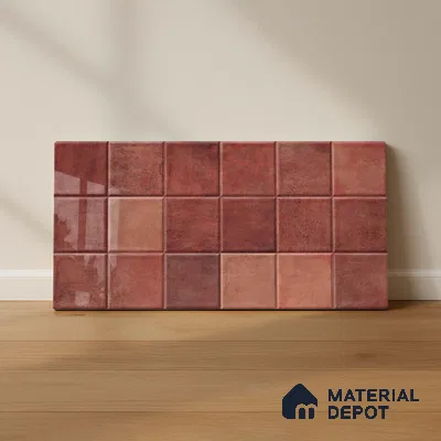Subway Wall Tile TL 06768 D Lustra Cocoa Matrix 2 ft x 1 ft Ceramic Glossy Finish - 9 mm | Suitable for Bathroom, Kitchen Backsplash | Please Expect a Slight Variation of Pattern