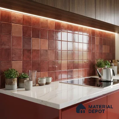 Subway Wall Tile TL 06768 D Lustra Cocoa Matrix 2 ft x 1 ft Ceramic Glossy Finish - 9 mm | Suitable for Bathroom, Kitchen Backsplash | Please Expect a Slight Variation of Pattern (Sample)