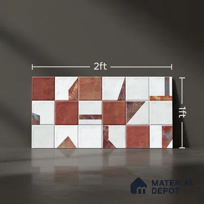 Brown Highlighter Wall Tile TL 06768 E Lustra Cocoa Matrix Accent 2 ft x 1 ft Ceramic Glossy Finish - 9 mm | Suitable For Kitchen, Bathroom & Accent/Feature Wall