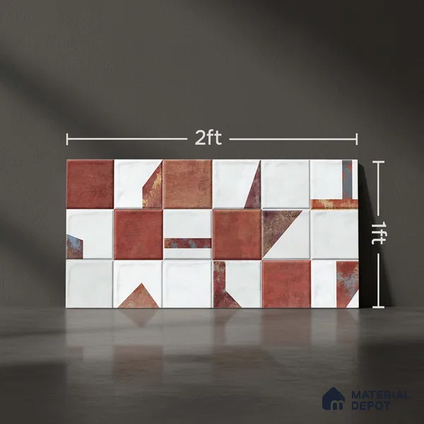 Brown Highlighter Wall Tile TL 06768 E Lustra Cocoa Matrix Accent 2 ft x 1 ft Ceramic Glossy Finish - 9 mm | Suitable For Kitchen, Bathroom & Accent/Feature Wall