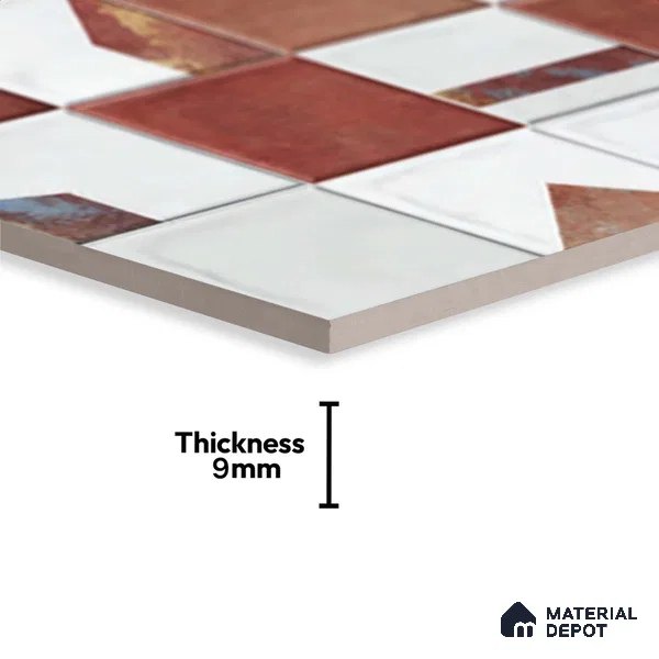 Brown Highlighter Wall Tile TL 06768 E Lustra Cocoa Matrix Accent 2 ft x 1 ft Ceramic Glossy Finish - 9 mm | Suitable For Kitchen, Bathroom & Accent/Feature Wall