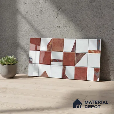 Brown Highlighter Wall Tile TL 06768 E Lustra Cocoa Matrix Accent 2 ft x 1 ft Ceramic Glossy Finish - 9 mm | Suitable For Kitchen, Bathroom & Accent/Feature Wall