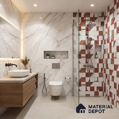 Brown Highlighter Wall Tile TL 06768 E Lustra Cocoa Matrix Accent 2 ft x 1 ft Ceramic Glossy Finish - 9 mm | Suitable For Kitchen, Bathroom & Accent/Feature Wall