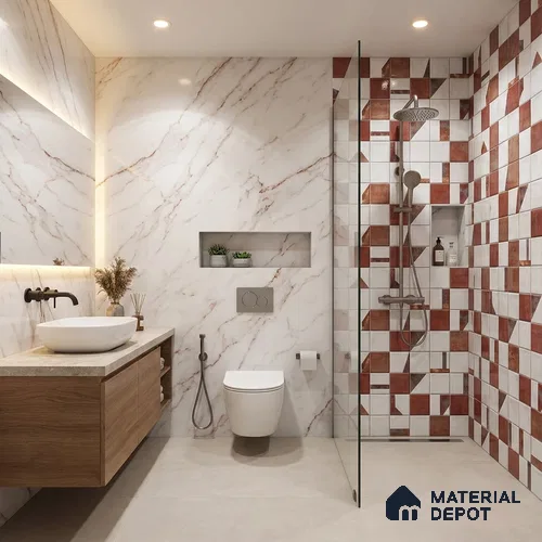 Brown Highlighter Wall Tile TL 06768 E Lustra Cocoa Matrix Accent 2 ft x 1 ft Ceramic Glossy Finish - 9 mm | Suitable For Kitchen, Bathroom & Accent/Feature Wall