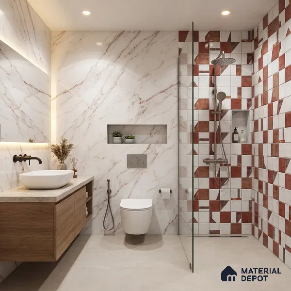 Brown Highlighter Wall Tile TL 06768 E Lustra Cocoa Matrix Accent 2 ft x 1 ft Ceramic Glossy Finish - 9 mm | Suitable For Kitchen, Bathroom & Accent/Feature Wall
