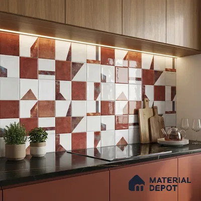 Brown Highlighter Wall Tile TL 06768 E Lustra Cocoa Matrix Accent 2 ft x 1 ft Ceramic Glossy Finish - 9 mm | Suitable For Kitchen, Bathroom & Accent/Feature Wall