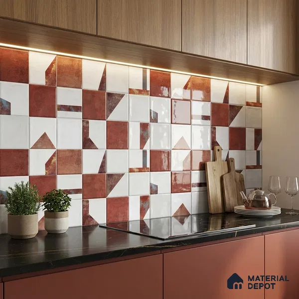 Brown Highlighter Wall Tile TL 06768 E Lustra Cocoa Matrix Accent 2 ft x 1 ft Ceramic Glossy Finish - 9 mm | Suitable For Kitchen, Bathroom & Accent/Feature Wall
