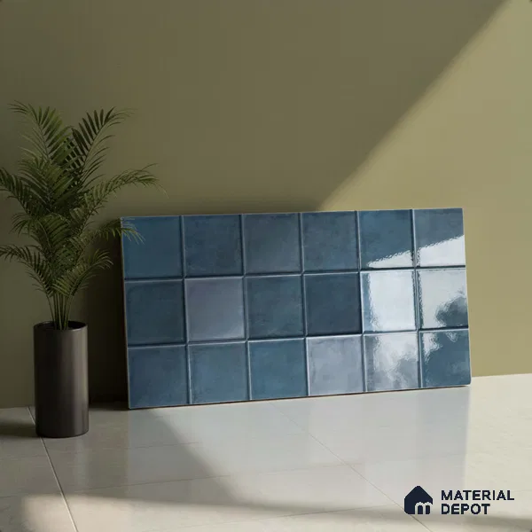 Subway Wall Tile TL 06768 F Lustra Midnight Matrix 2 ft x 1 ft Ceramic Glossy Finish - 9 mm | Suitable for Bathroom, Kitchen Backsplash | Please Expect a Slight Variation of Pattern