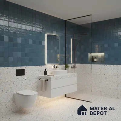 Subway Wall Tile TL 06768 F Lustra Midnight Matrix 2 ft x 1 ft Ceramic Glossy Finish - 9 mm | Suitable for Bathroom, Kitchen Backsplash | Please Expect a Slight Variation of Pattern (Sample)