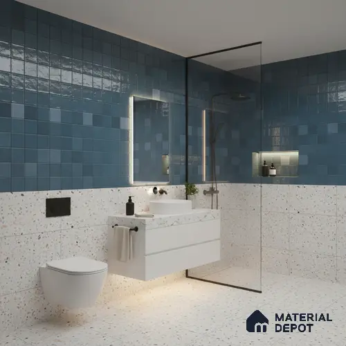 Subway Wall Tile TL 06768 F Lustra Midnight Matrix 2 ft x 1 ft Ceramic Glossy Finish - 9 mm | Suitable for Bathroom, Kitchen Backsplash | Please Expect a Slight Variation of Pattern