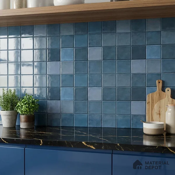 Subway Wall Tile TL 06768 F Lustra Midnight Matrix 2 ft x 1 ft Ceramic Glossy Finish - 9 mm | Suitable for Bathroom, Kitchen Backsplash | Please Expect a Slight Variation of Pattern (Sample)