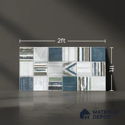Blue Highlighter Wall Tile TL 06768 G Lustra Midnight Matrix Accent 2 ft x 1 ft Ceramic Glossy Finish - 9 mm | Suitable For Kitchen, Bathroom & Accent/Feature Wall