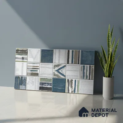 Blue Highlighter Wall Tile TL 06768 G Lustra Midnight Matrix Accent 2 ft x 1 ft Ceramic Glossy Finish - 9 mm | Suitable For Kitchen, Bathroom & Accent/Feature Wall