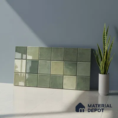 Subway Wall Tile TL 06768 H Lustra Moss Matrix 2 ft x 1 ft Ceramic Glossy Finish - 9 mm | Suitable for Bathroom, Kitchen Backsplash | Please Expect a Slight Variation of Pattern