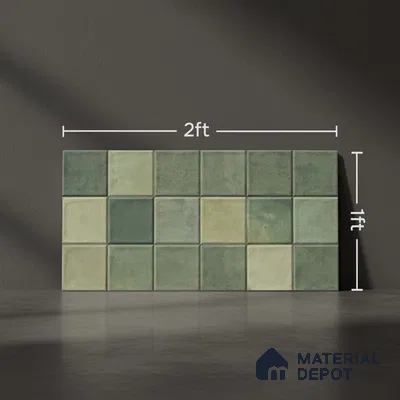 Subway Wall Tile TL 06768 H Lustra Moss Matrix 2 ft x 1 ft Ceramic Glossy Finish - 9 mm | Suitable for Bathroom, Kitchen Backsplash | Please Expect a Slight Variation of Pattern