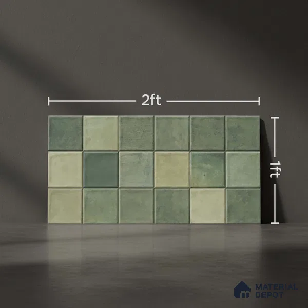 Subway Wall Tile TL 06768 H Lustra Moss Matrix 2 ft x 1 ft Ceramic Glossy Finish - 9 mm | Suitable for Bathroom, Kitchen Backsplash | Please Expect a Slight Variation of Pattern