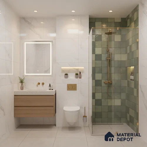 Subway Wall Tile TL 06768 H Lustra Moss Matrix 2 ft x 1 ft Ceramic Glossy Finish - 9 mm | Suitable for Bathroom, Kitchen Backsplash | Please Expect a Slight Variation of Pattern
