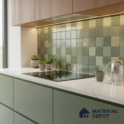 Subway Wall Tile TL 06768 H Lustra Moss Matrix 2 ft x 1 ft Ceramic Glossy Finish - 9 mm | Suitable for Bathroom, Kitchen Backsplash | Please Expect a Slight Variation of Pattern