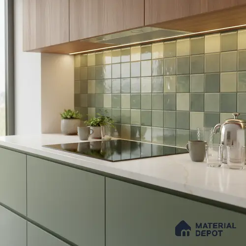 Subway Wall Tile TL 06768 H Lustra Moss Matrix 2 ft x 1 ft Ceramic Glossy Finish - 9 mm | Suitable for Bathroom, Kitchen Backsplash | Please Expect a Slight Variation of Pattern