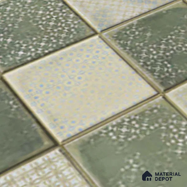 Green Faux Subway Wall Tile TL 06768 I Lustra Moss Matrix Accent 2 ft x 1 ft Ceramic Glossy Finish - 9 mm | Suitable For Kitchen, Bathroom, Dining Area
