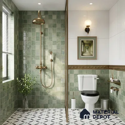 Green Highlighter Wall Tile TL 06768 I Lustra Moss Matrix Accent 2 ft x 1 ft Ceramic Glossy Finish - 9 mm |  | Suitable for Living Room, Bedroom, Bathroom (Sample)