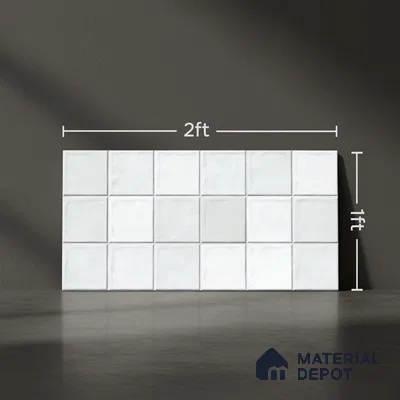 Faux Subway Look Glossy Finish White Ceramic Wall Tile | TL 06768 2 ft x 1 ft - 9 mm | Suitable For Kitchen & Bathroom