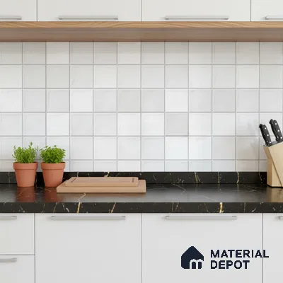 Subway Wall Tile TL 06768 Lustra Limestone Matrix 2 ft x 1 ft Ceramic Glossy Finish - 9 mm | Suitable for Bathroom, Kitchen Backsplash | Please Expect a Slight Variation of Pattern (Sample)