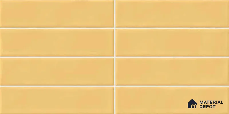 Faux Subway Look Glossy Finish Yellow Ceramic Wall Tile | TL 06769 B 2 ft x 1 ft - 9 mm | Suitable For Kitchen & Bathroom