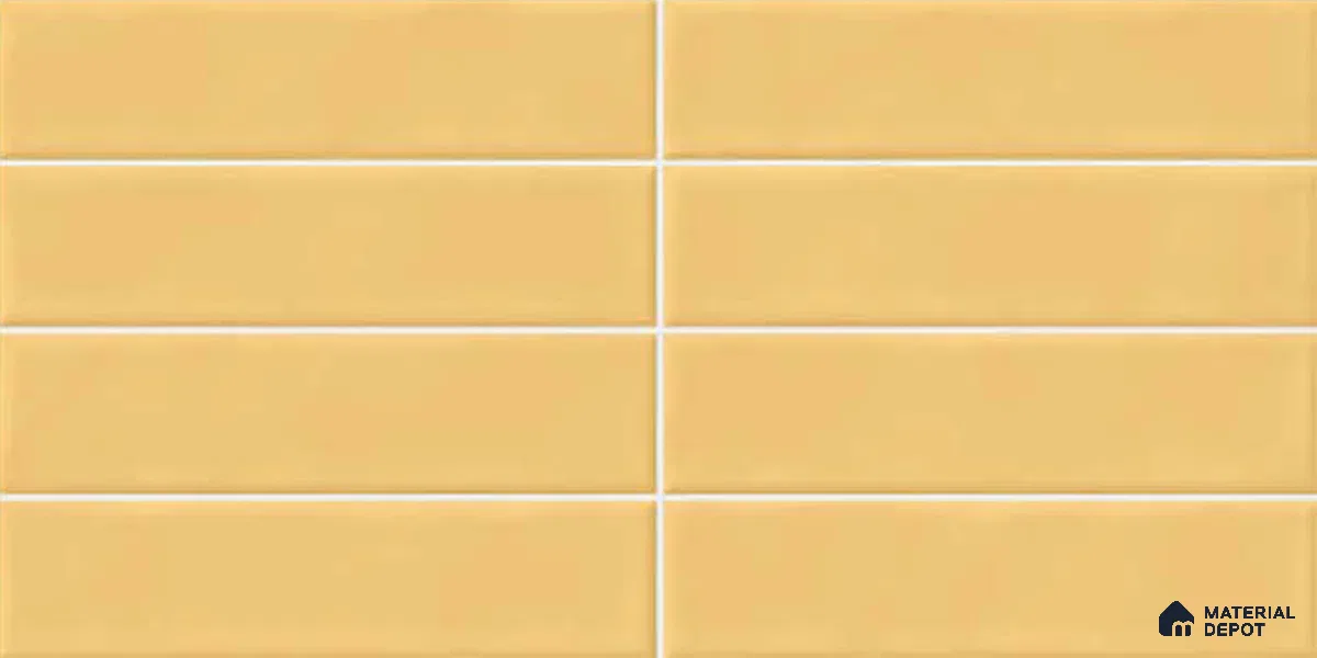 Faux Subway Look Glossy Finish Yellow Ceramic Wall Tile | TL 06769 B 2 ft x 1 ft - 9 mm | Suitable For Kitchen & Bathroom