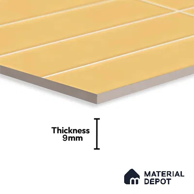 Faux Subway Look Glossy Finish Yellow Ceramic Wall Tile | TL 06769 B 2 ft x 1 ft - 9 mm | Suitable For Kitchen & Bathroom